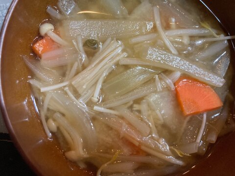 たまねぎとにんじんとえのきの和風スープ